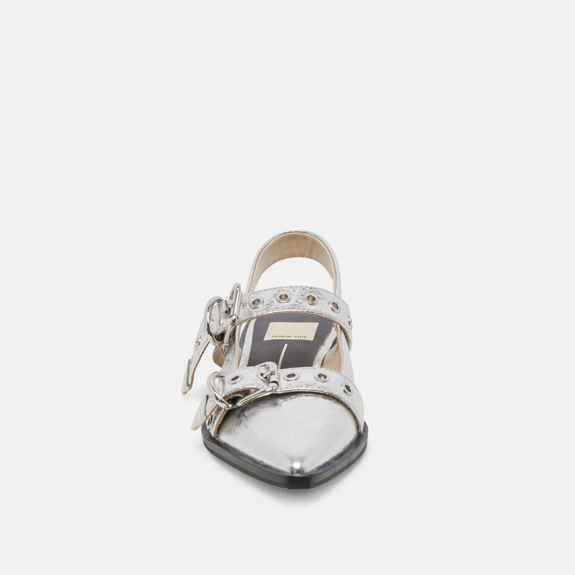LABELL FLATS CUIR ARGENTÉ VIEILLI