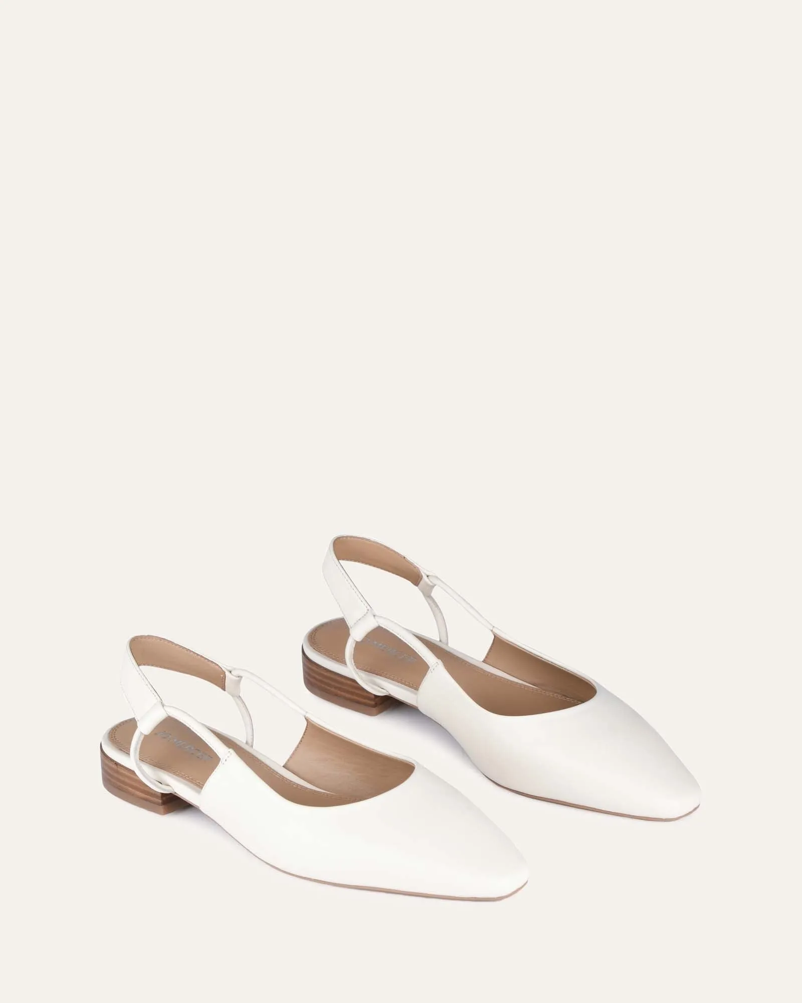 LARISSA DRESS FLATS EN CUIR BLANC CASSÉ
