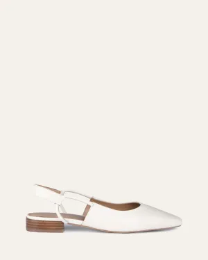LARISSA DRESS FLATS EN CUIR BLANC CASSÉ