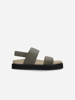 Sandales plates unisexes vegan en microfibre Lau | Vert