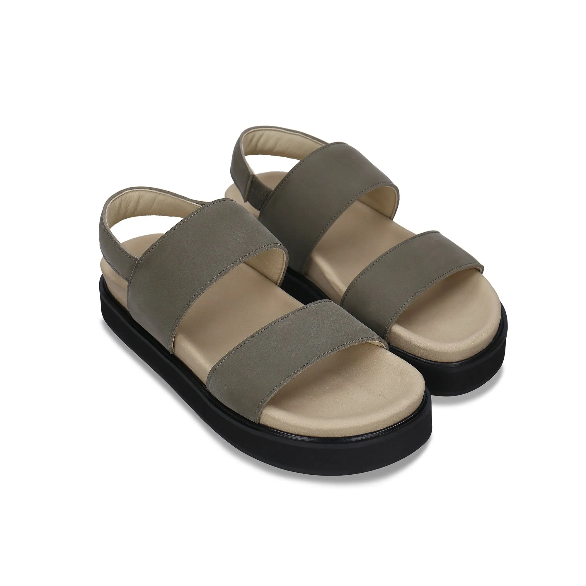 Sandales plates unisexes vegan en microfibre Lau | Vert