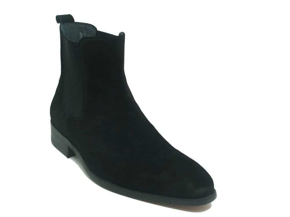 Bottes Chelsea hautes en daim et cuir KB478-108S - Noir