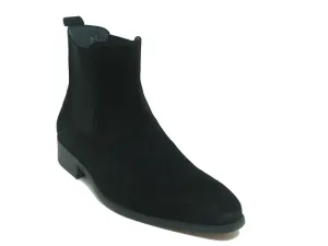 Bottes Chelsea hautes en daim et cuir KB478-108S - Noir