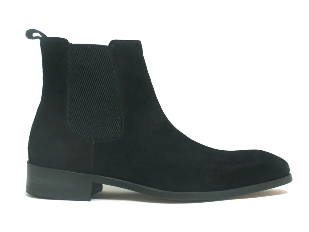Bottes Chelsea hautes en daim et cuir KB478-108S - Noir