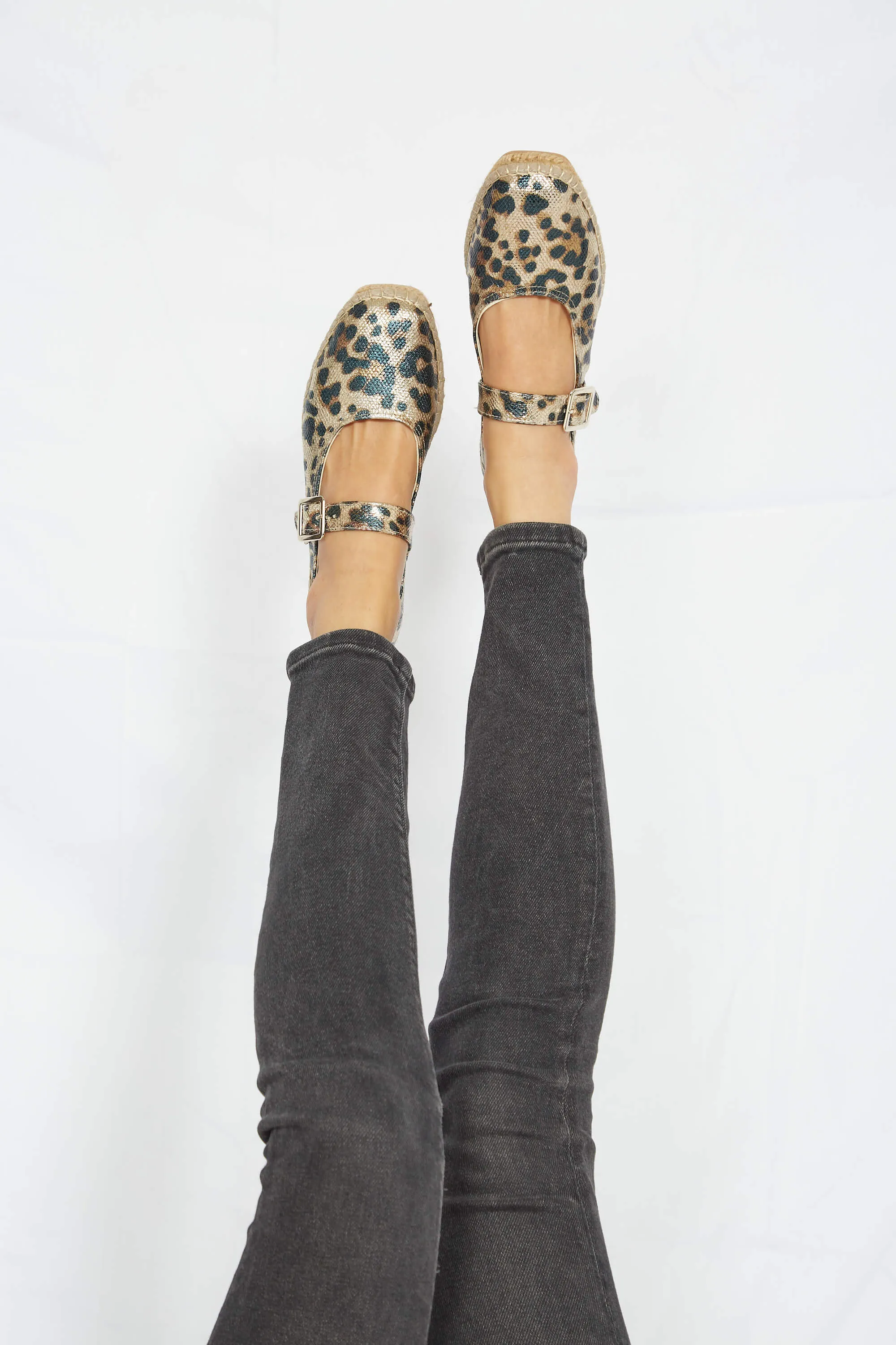 Manoletines en lin recyclé et jute vegan léopard | Multi