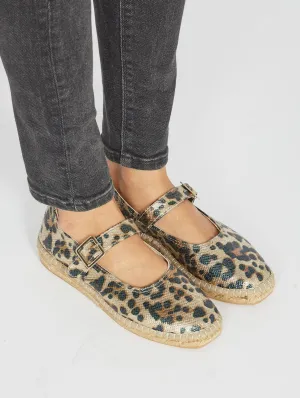 Manoletines en lin recyclé et jute vegan léopard | Multi