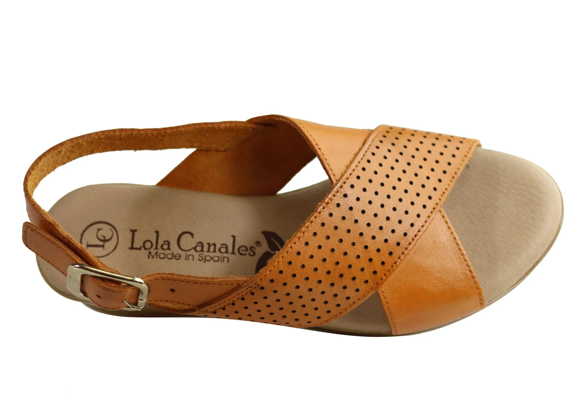 Lola Canales Eden Sandales Femme à Talon Compensé en Cuir Confort Fabriquées en Espagne Chaussures Lola Canales