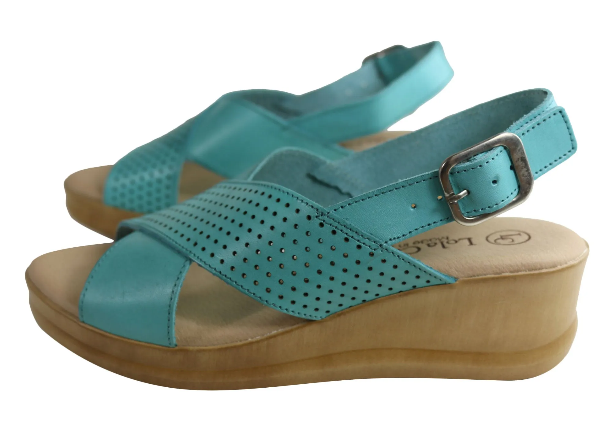 Lola Canales Eden Sandales Femme à Talon Compensé en Cuir Confort Fabriquées en Espagne Chaussures Lola Canales