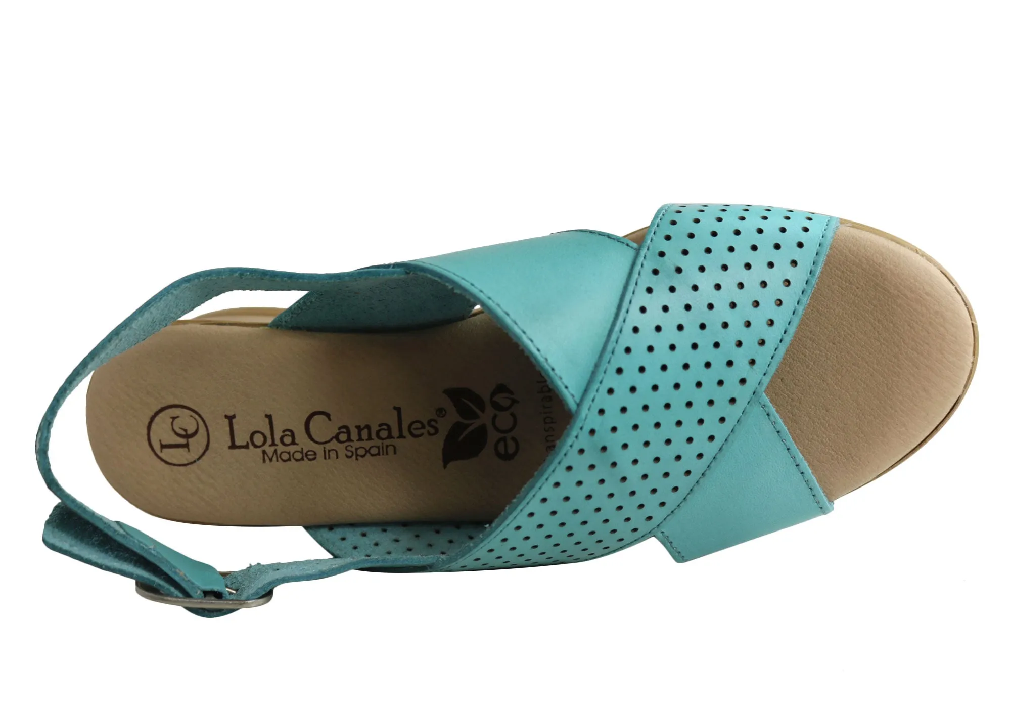 Lola Canales Eden Sandales Femme à Talon Compensé en Cuir Confort Fabriquées en Espagne Chaussures Lola Canales