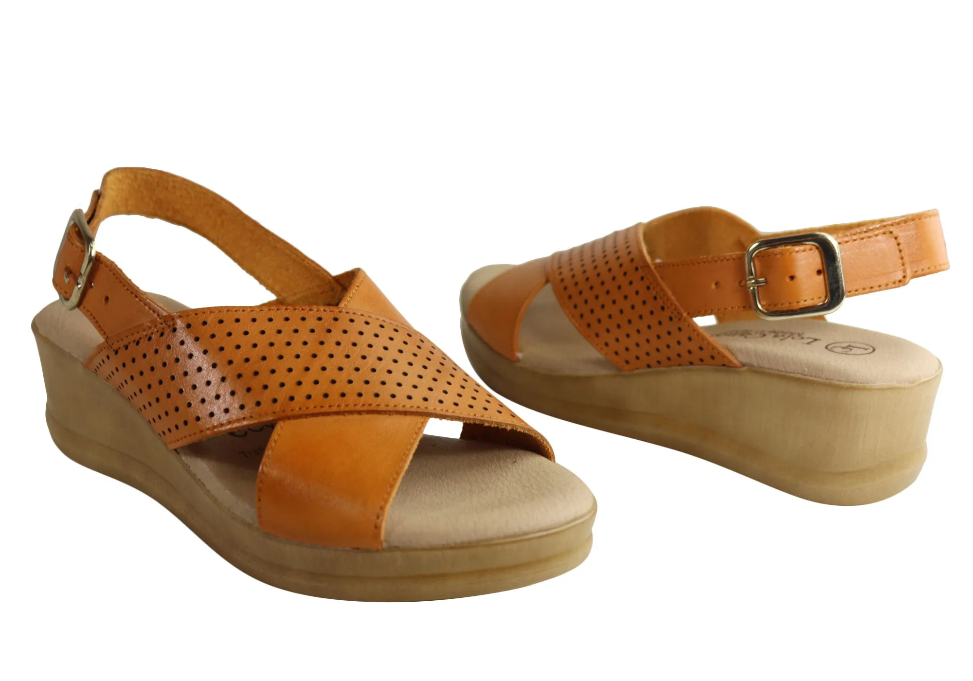 Lola Canales Eden Sandales Femme à Talon Compensé en Cuir Confort Fabriquées en Espagne Chaussures Lola Canales