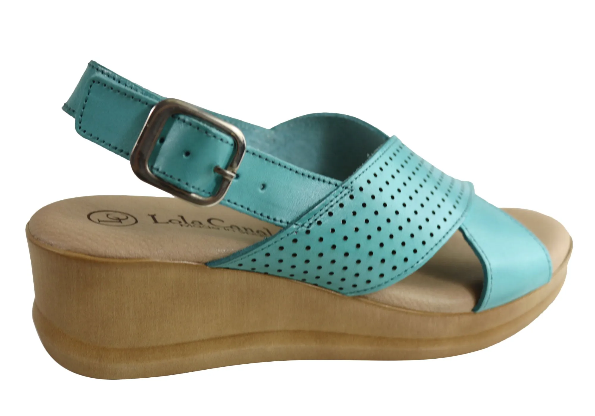 Lola Canales Eden Sandales Femme à Talon Compensé en Cuir Confort Fabriquées en Espagne Chaussures Lola Canales