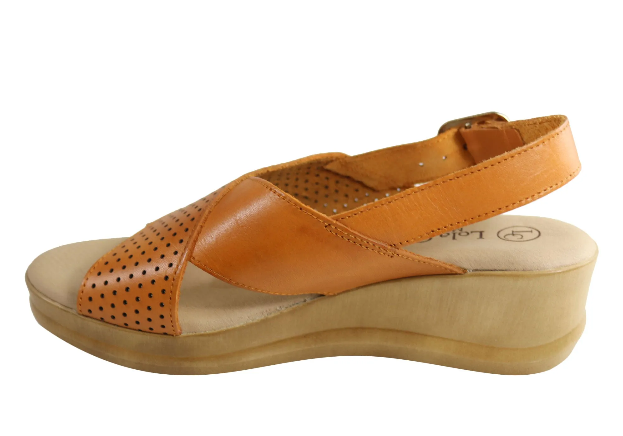 Lola Canales Eden Sandales Femme à Talon Compensé en Cuir Confort Fabriquées en Espagne Chaussures Lola Canales