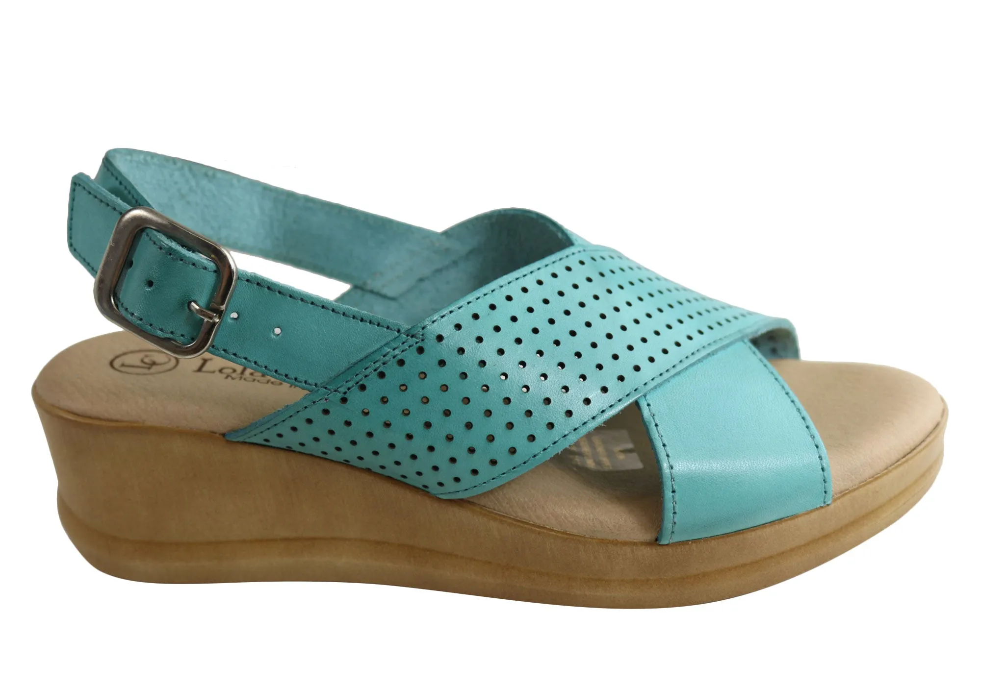 Lola Canales Eden Sandales Femme à Talon Compensé en Cuir Confort Fabriquées en Espagne Chaussures Lola Canales