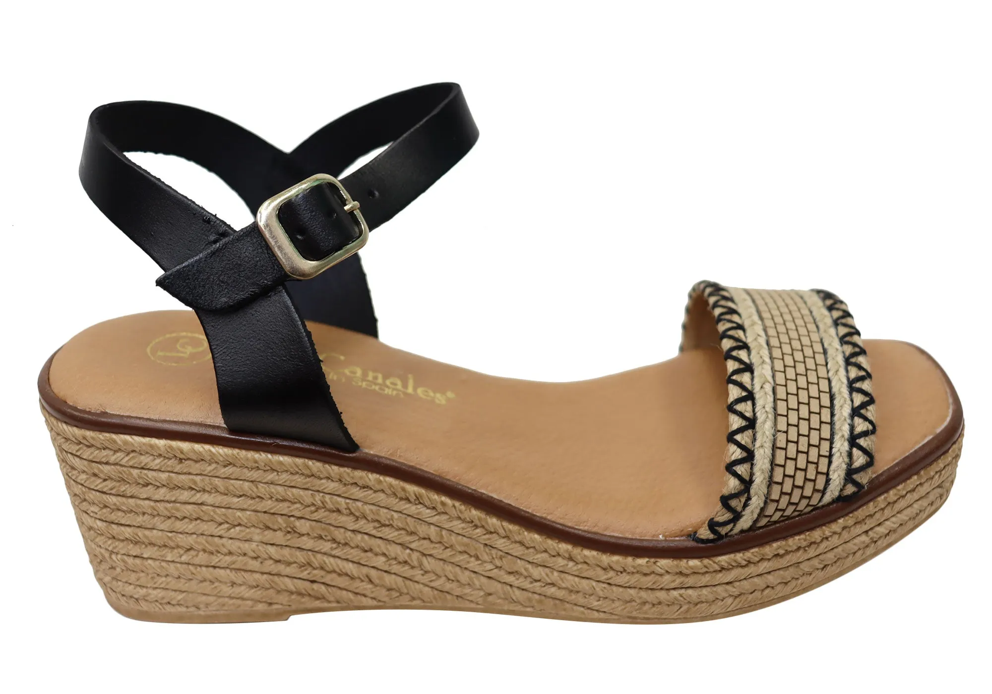 Sandales à plateforme en cuir espagnol pour femmes Lola Canales Pambula - Chaussures Lola Canales
