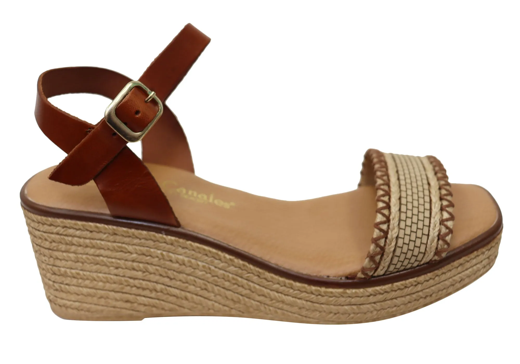 Sandales à plateforme en cuir espagnol pour femmes Lola Canales Pambula - Chaussures Lola Canales