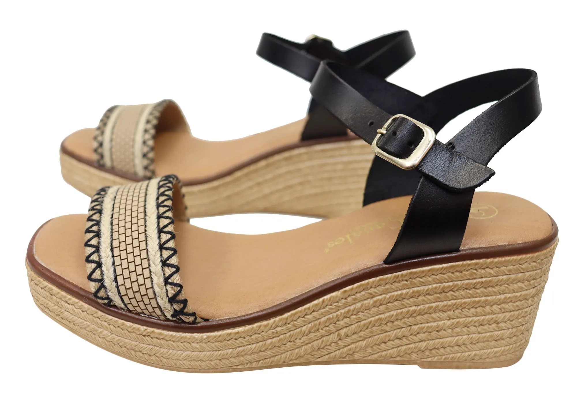 Sandales à plateforme en cuir espagnol pour femmes Lola Canales Pambula - Chaussures Lola Canales