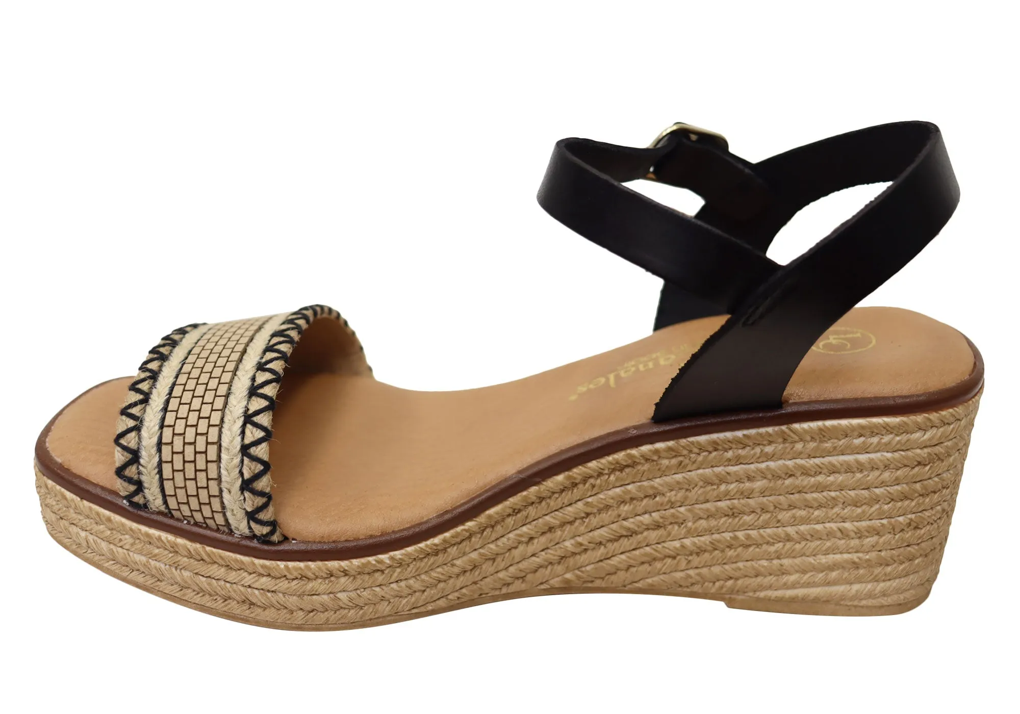 Sandales à plateforme en cuir espagnol pour femmes Lola Canales Pambula - Chaussures Lola Canales