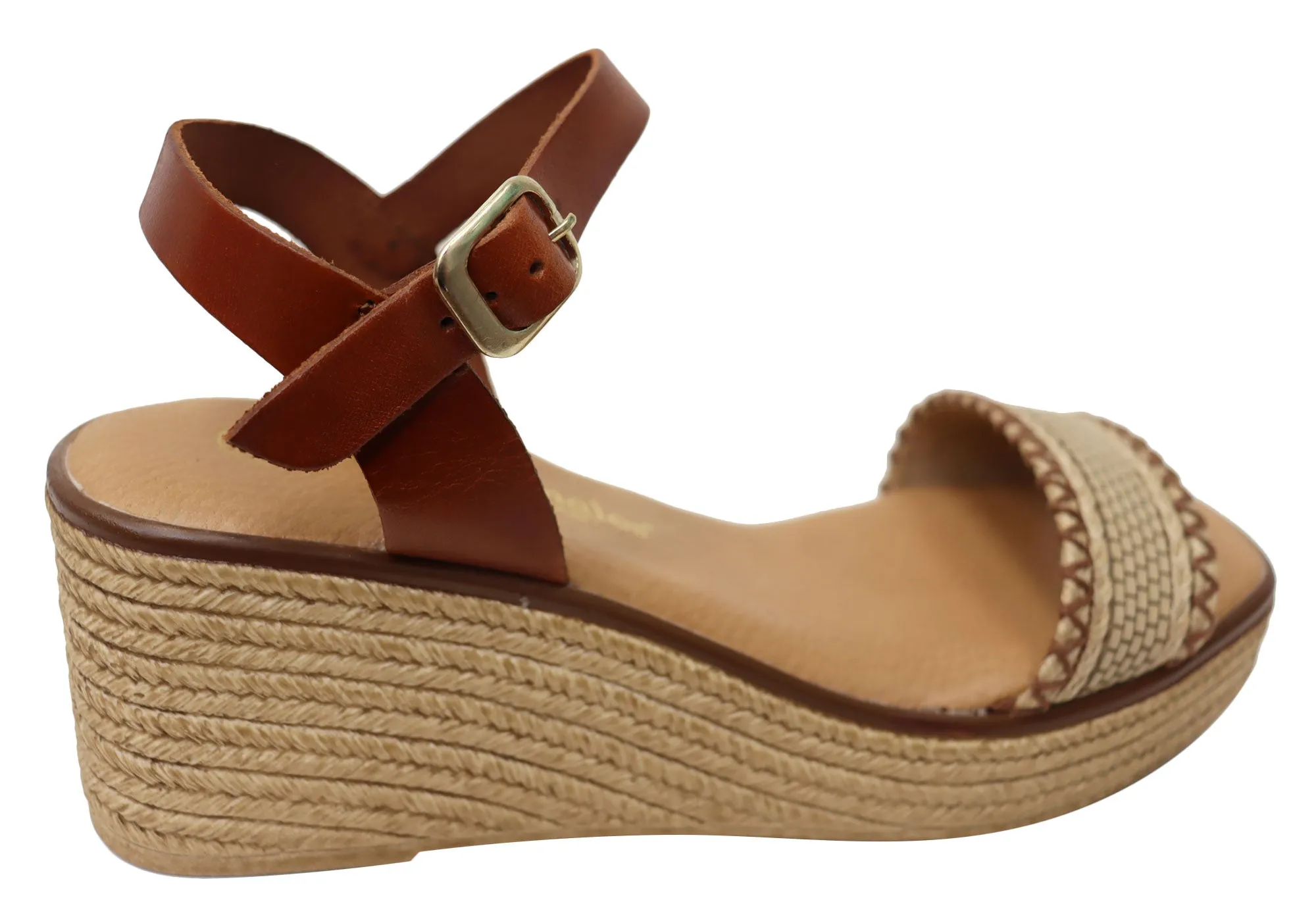 Sandales à plateforme en cuir espagnol pour femmes Lola Canales Pambula - Chaussures Lola Canales