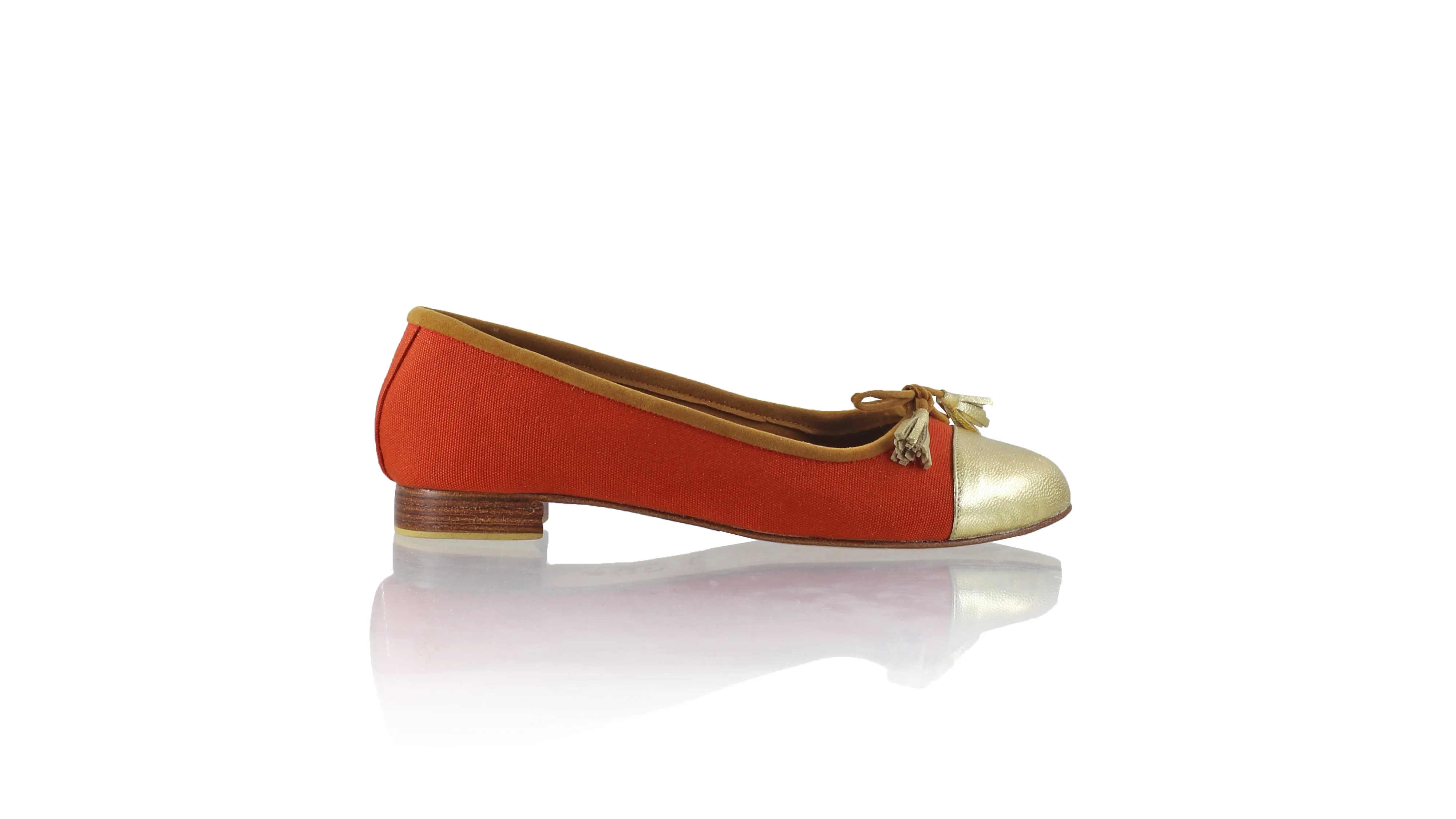 Marie 20mm Ballet - Toile orange brûlé et cuir doré
