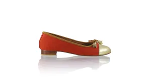 Marie 20mm Ballet - Toile orange brûlé et cuir doré