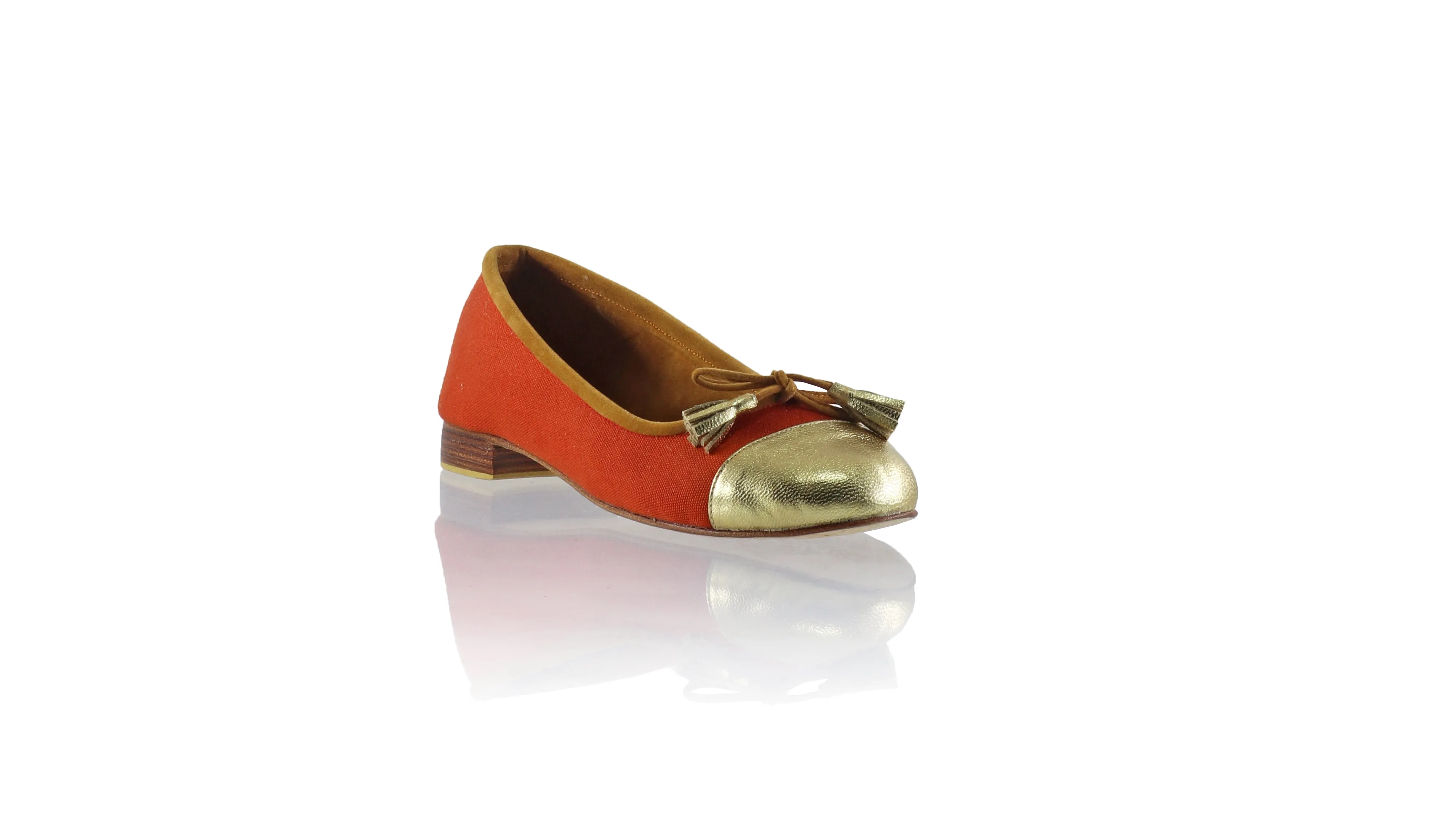 Marie 20mm Ballet - Toile orange brûlé et cuir doré