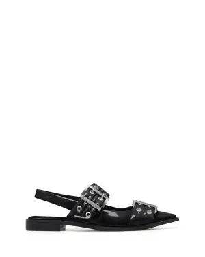 Matilda Pointed Flat Noir Verni