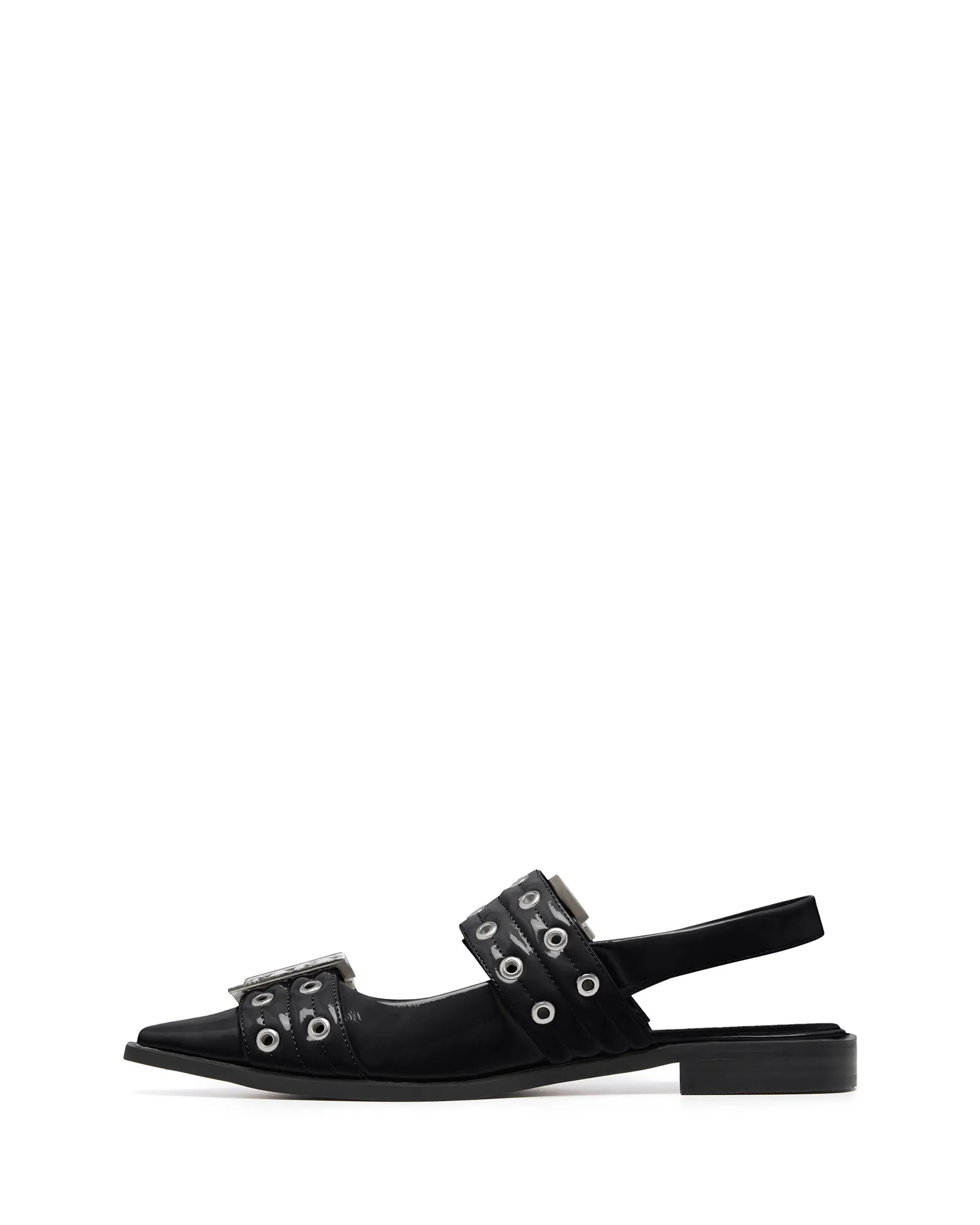 Matilda Pointed Flat Noir Verni