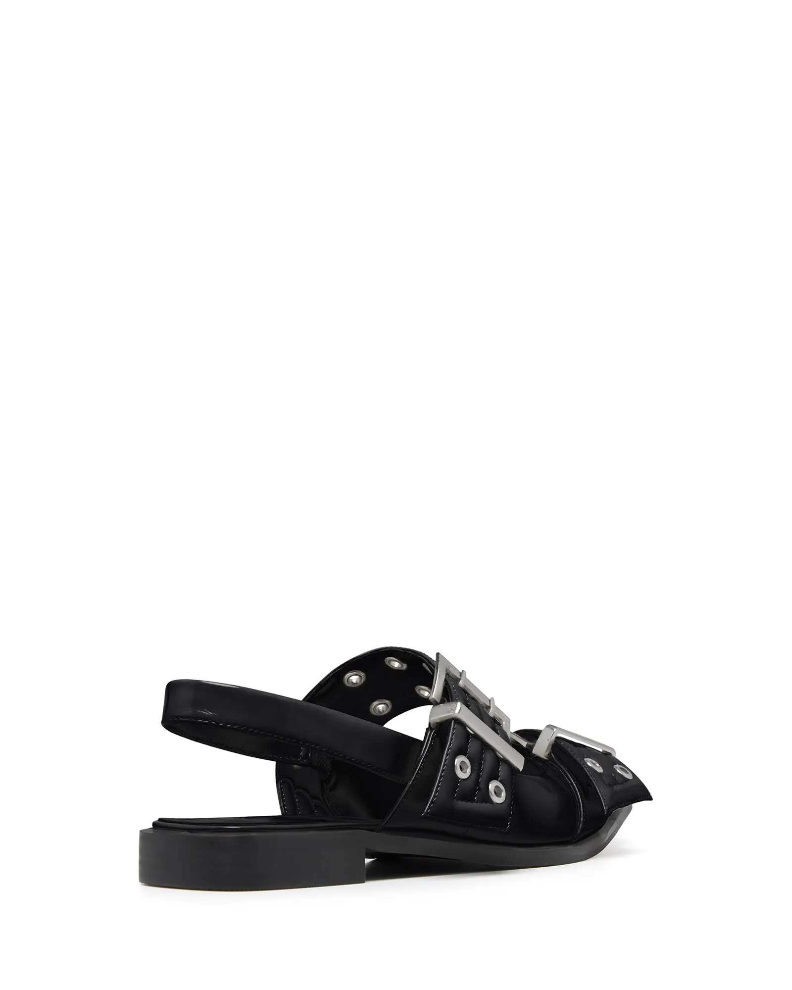 Matilda Pointed Flat Noir Verni