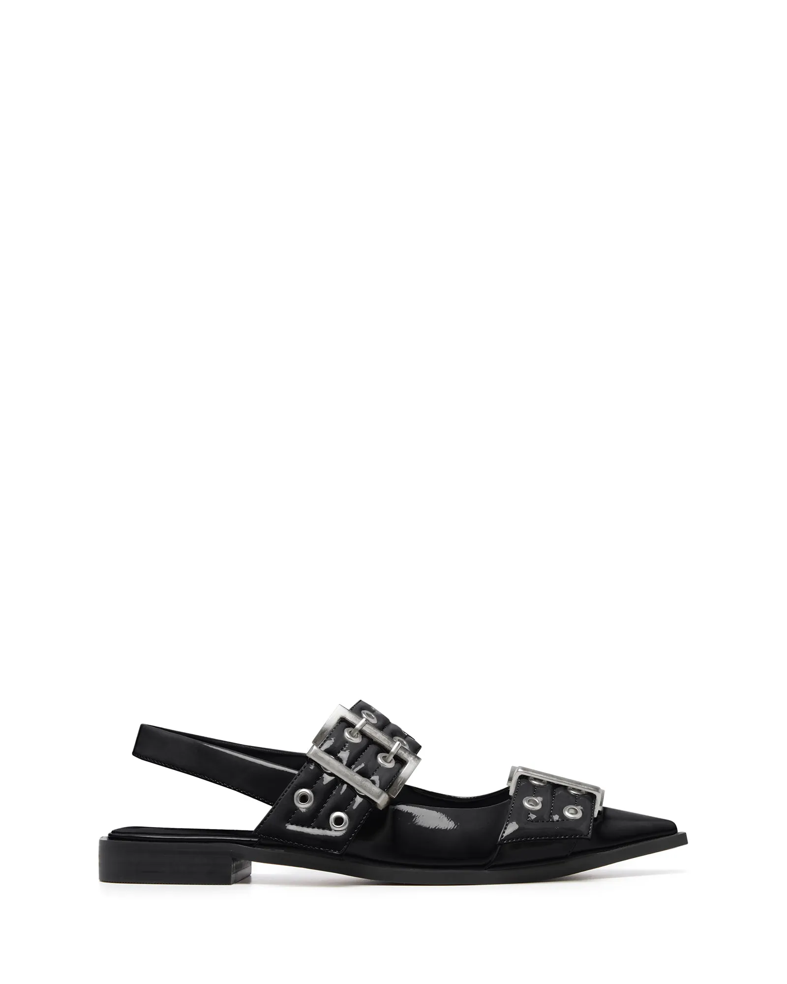 Matilda Pointed Flat Noir Verni