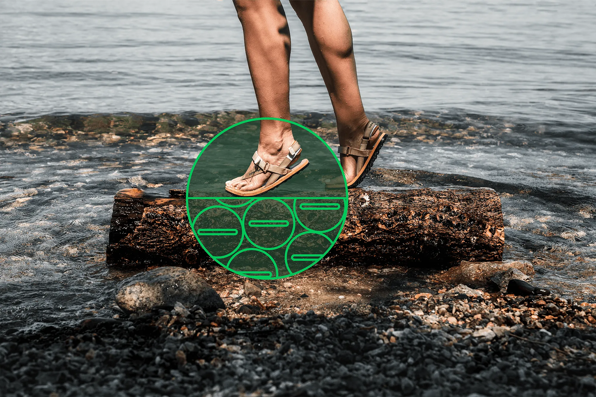 Sandales pieds nus d'ancrage Respire pour hommes | Eclipse