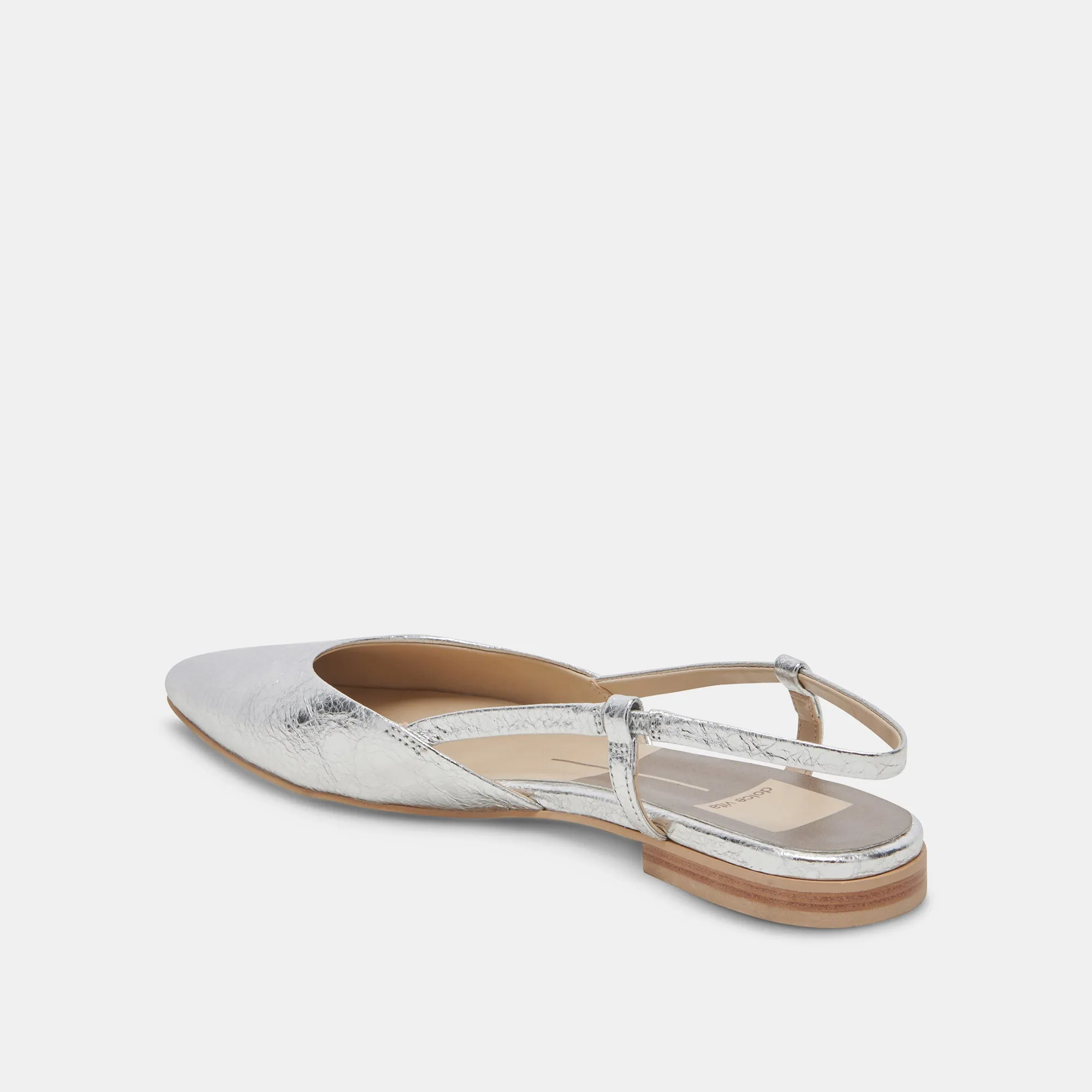 NARAH FLATS CUIR MÉTALLISÉ ARGENTÉ