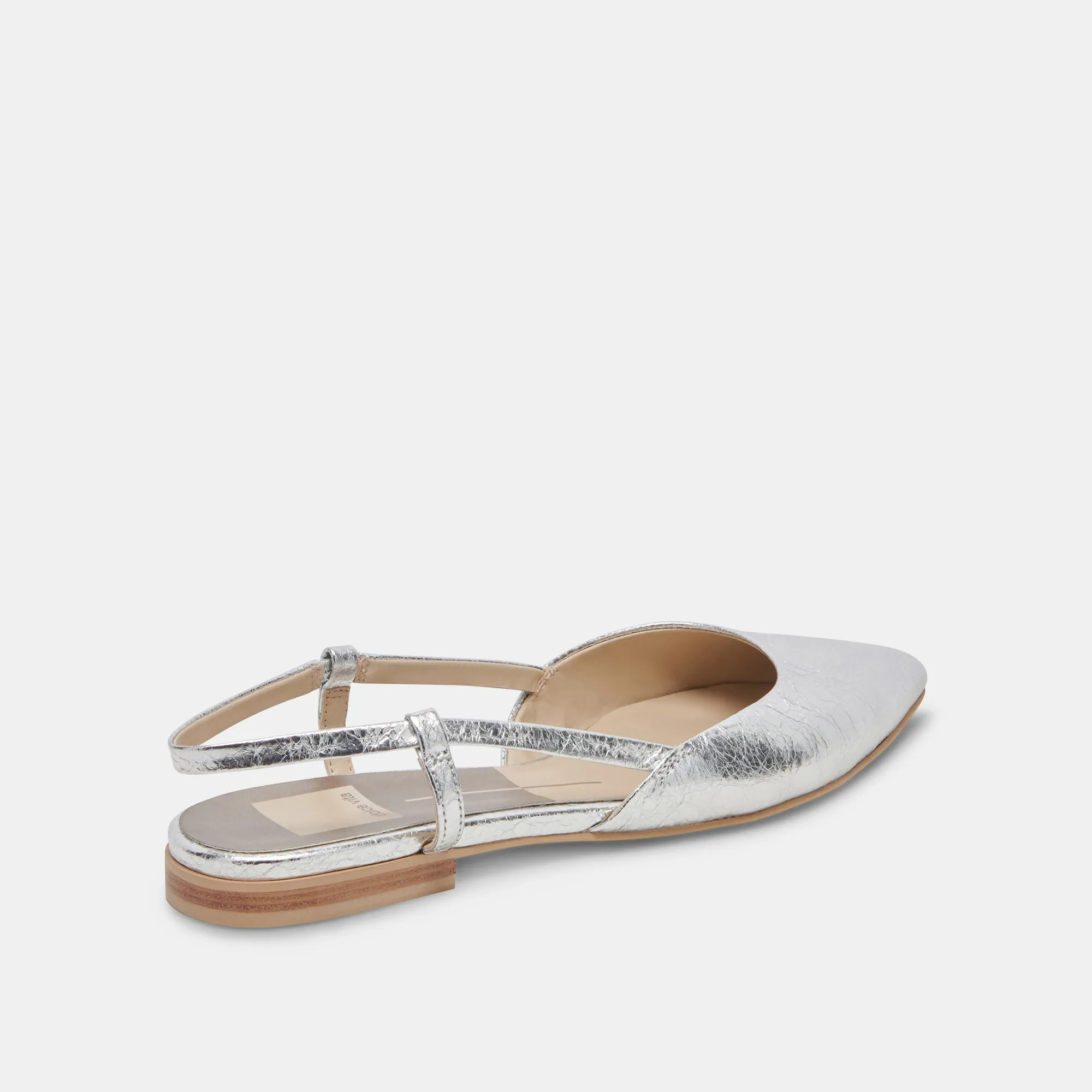 NARAH FLATS CUIR MÉTALLISÉ ARGENTÉ