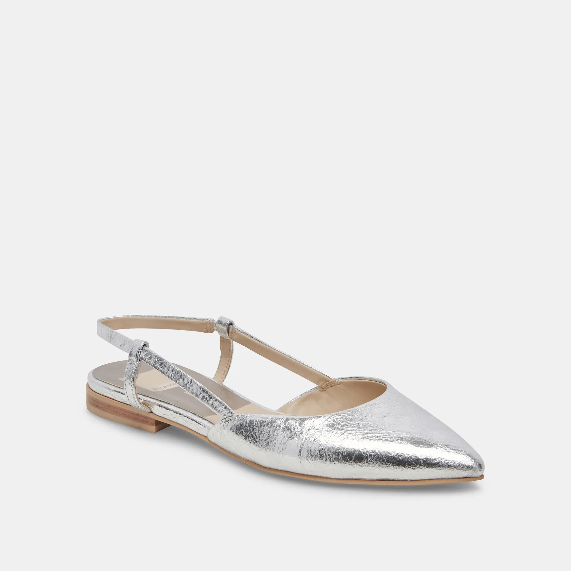NARAH FLATS CUIR MÉTALLISÉ ARGENTÉ