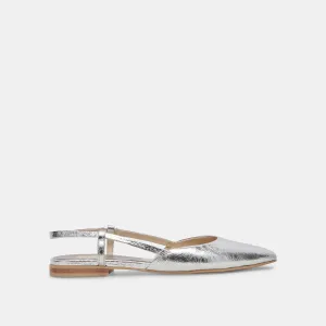 NARAH FLATS CUIR MÉTALLISÉ ARGENTÉ