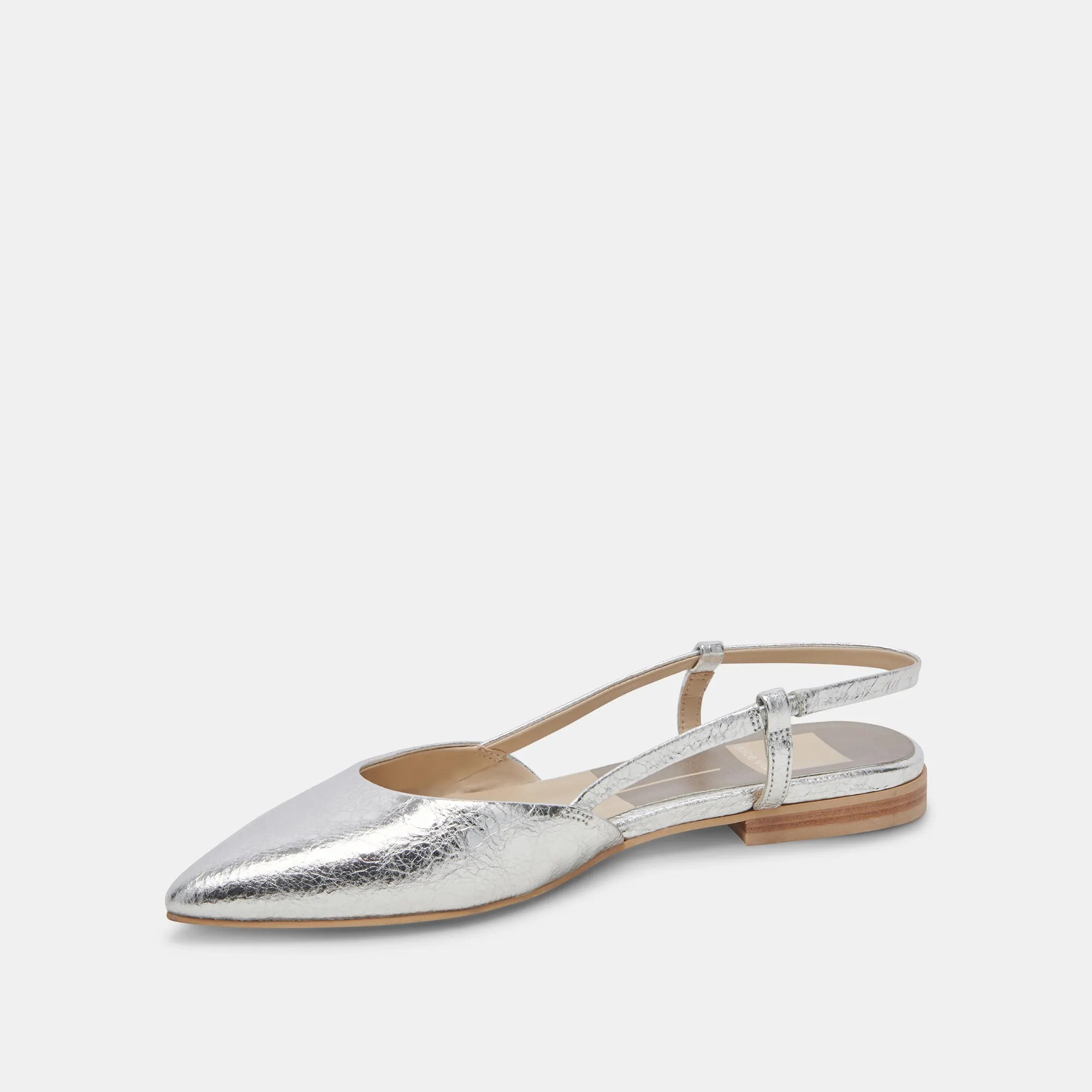 NARAH FLATS CUIR MÉTALLISÉ ARGENTÉ