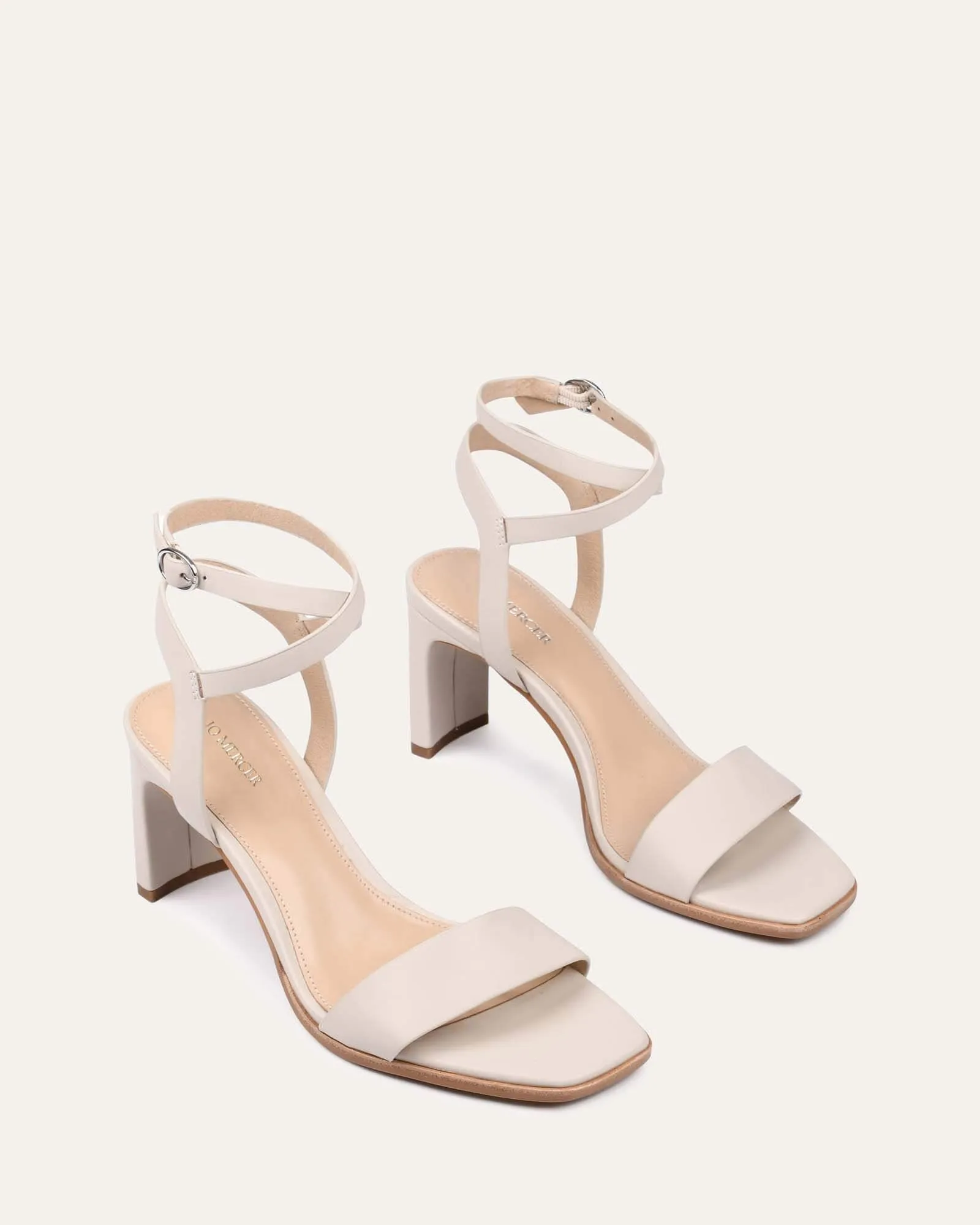 SANDALES NATSU À TALON MOYEN EN CUIR BONE
