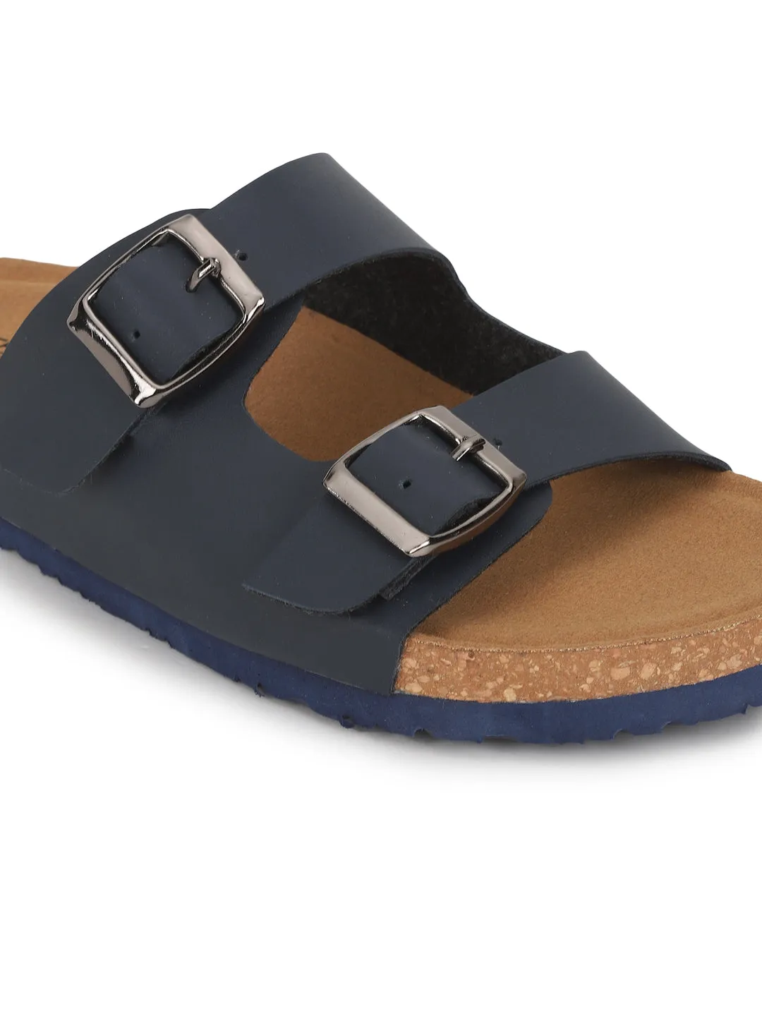 Ballerines en PU bleu marine avec semelle intérieure en liège et latex (TC-070203-NVY)