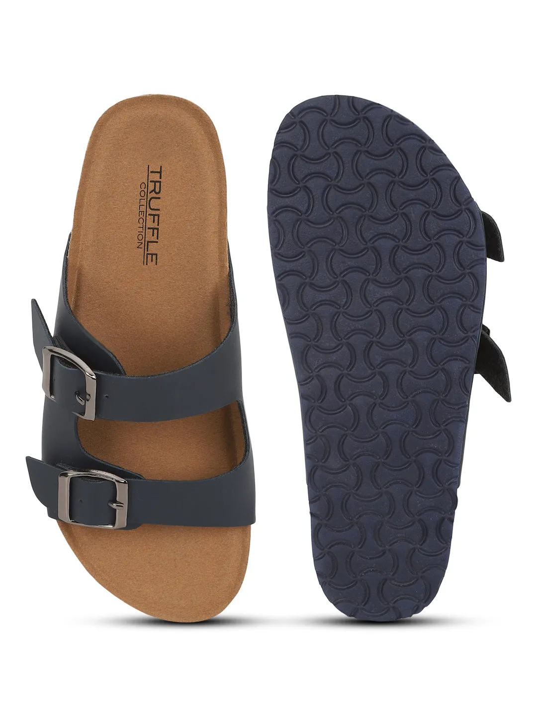Ballerines en PU bleu marine avec semelle intérieure en liège et latex (TC-070203-NVY)