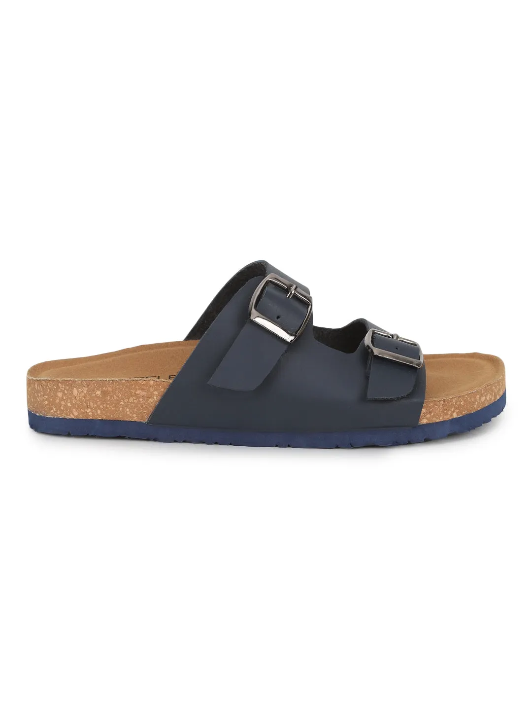 Ballerines en PU bleu marine avec semelle intérieure en liège et latex (TC-070203-NVY)