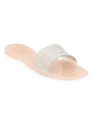 Escarpins à enfiler en PVC nude à rayures diamantées