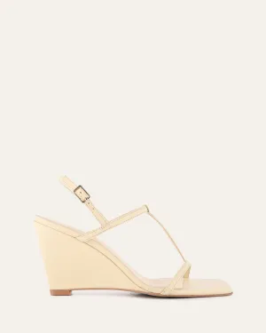 OPHELIA ESCARPINS À TALON MID WEDGE EN CUIR BEURRE