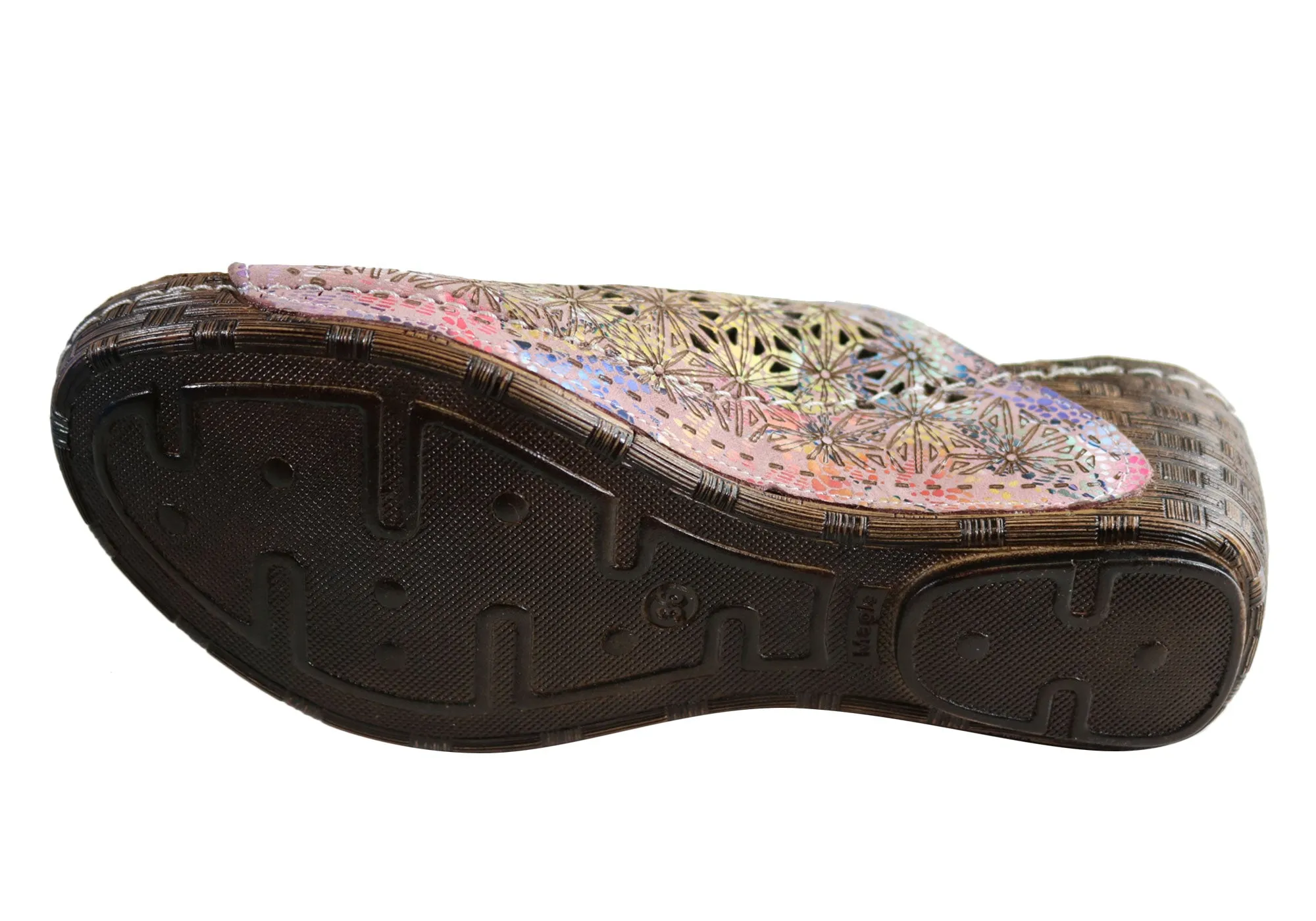 Orizonte Deb Sandales à Glissement Femmes Européennes en Cuir Confortables à Semelle Compensée Orizonte Chaussures