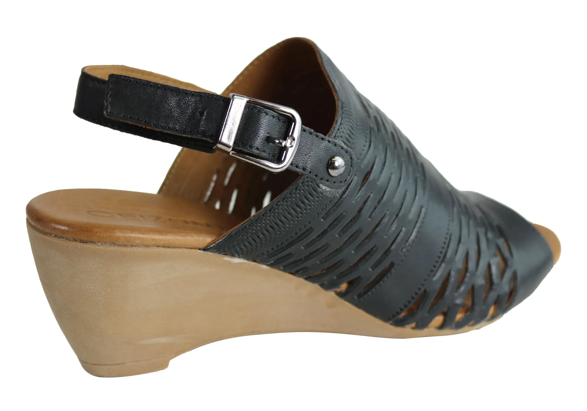 Orizonte Posy Sandales Femme à Talon Larges en Cuir Européen Confortables Chaussures Orizonte