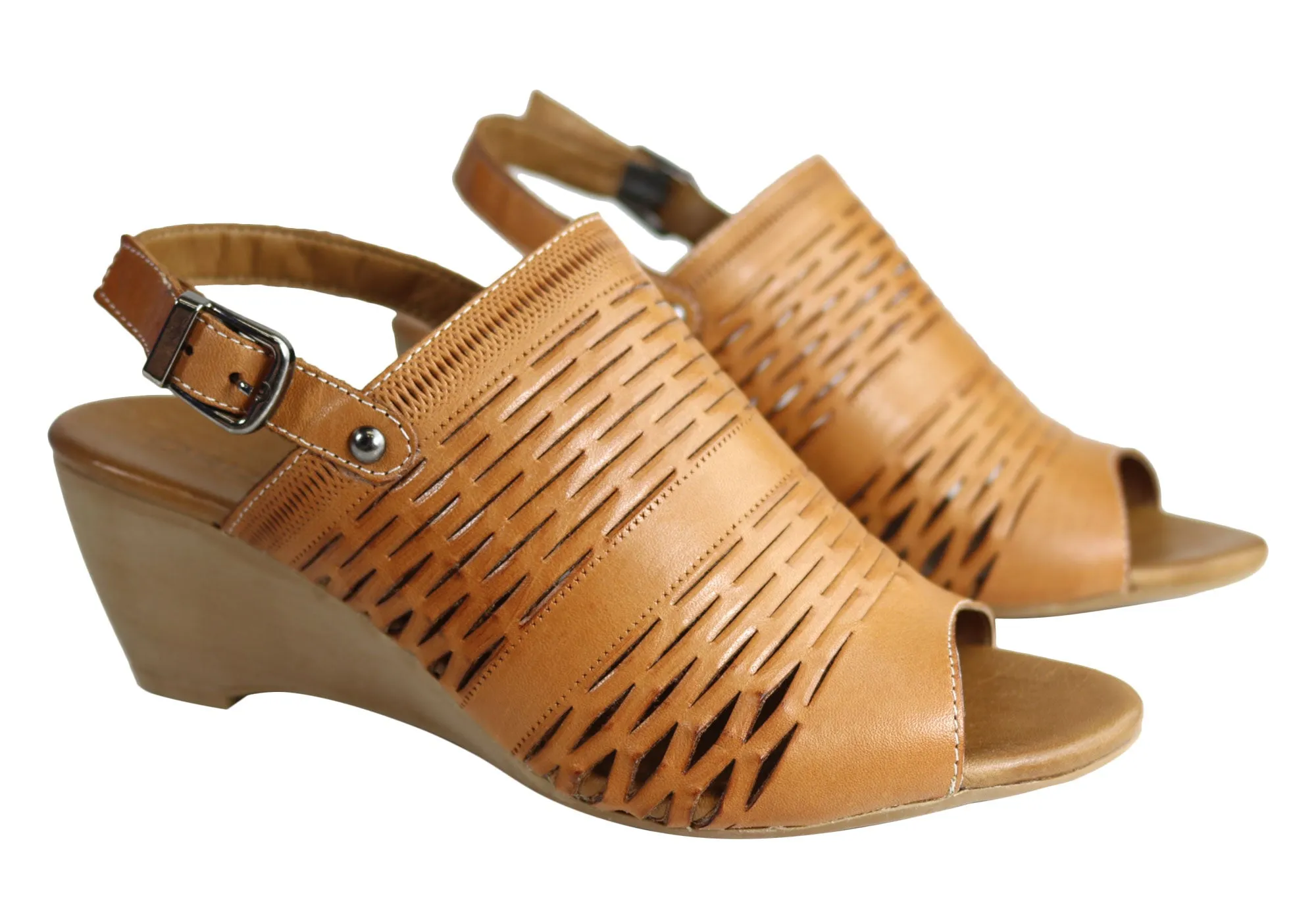 Orizonte Posy Sandales Femme à Talon Larges en Cuir Européen Confortables Chaussures Orizonte