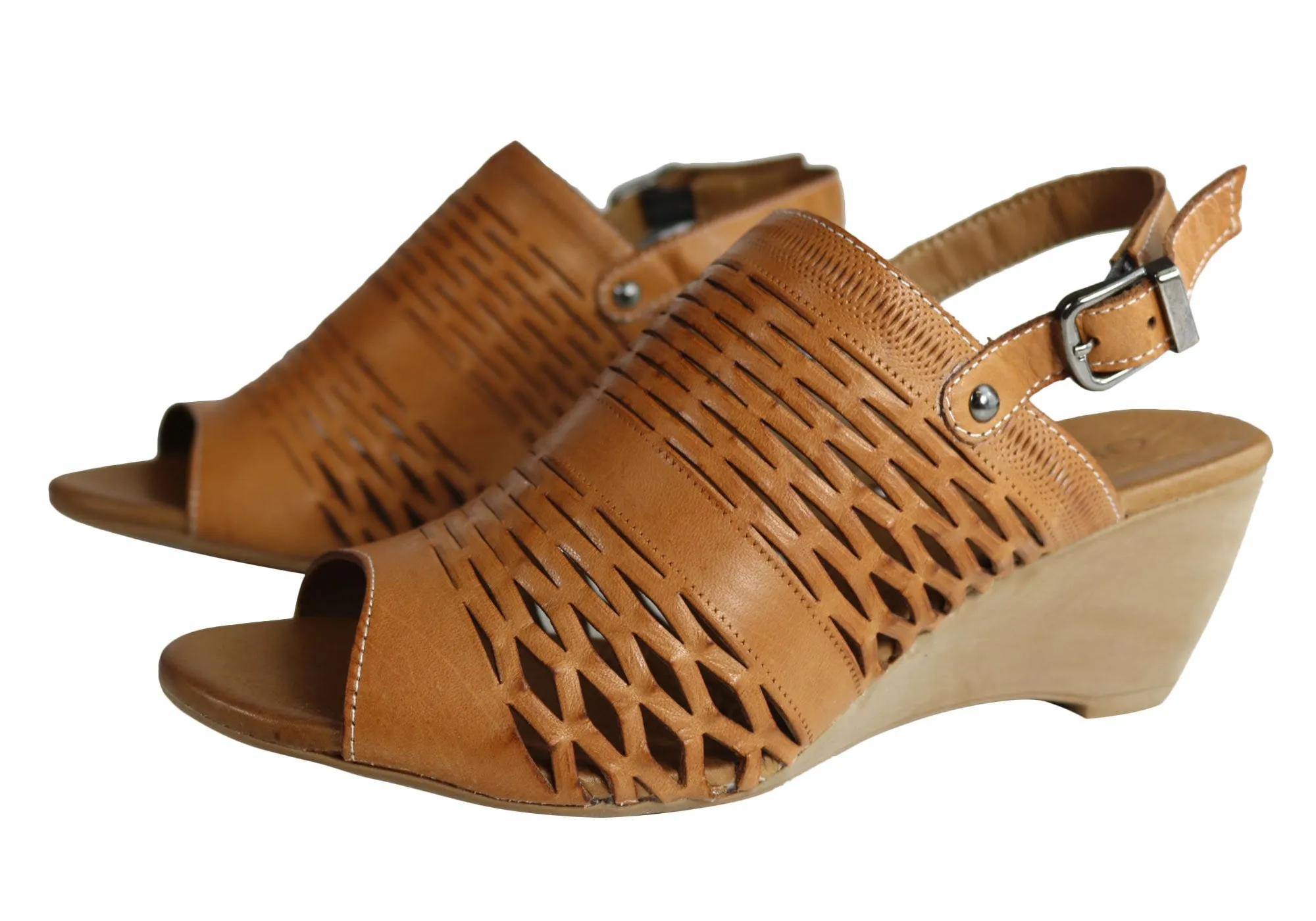 Orizonte Posy Sandales Femme à Talon Larges en Cuir Européen Confortables Chaussures Orizonte