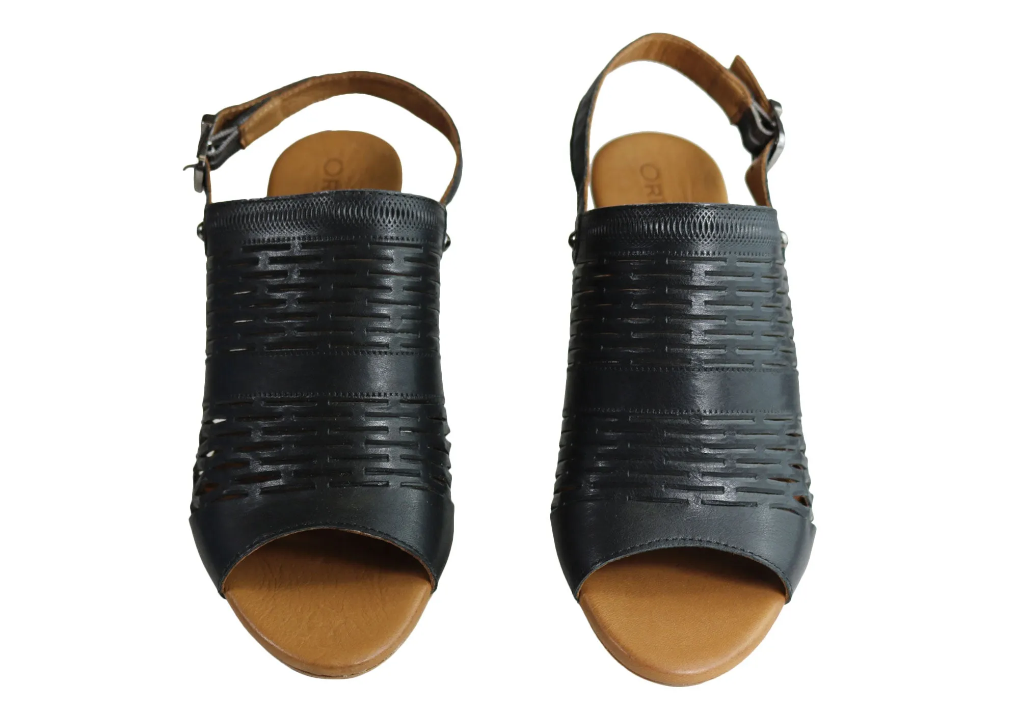 Orizonte Posy Sandales Femme à Talon Larges en Cuir Européen Confortables Chaussures Orizonte
