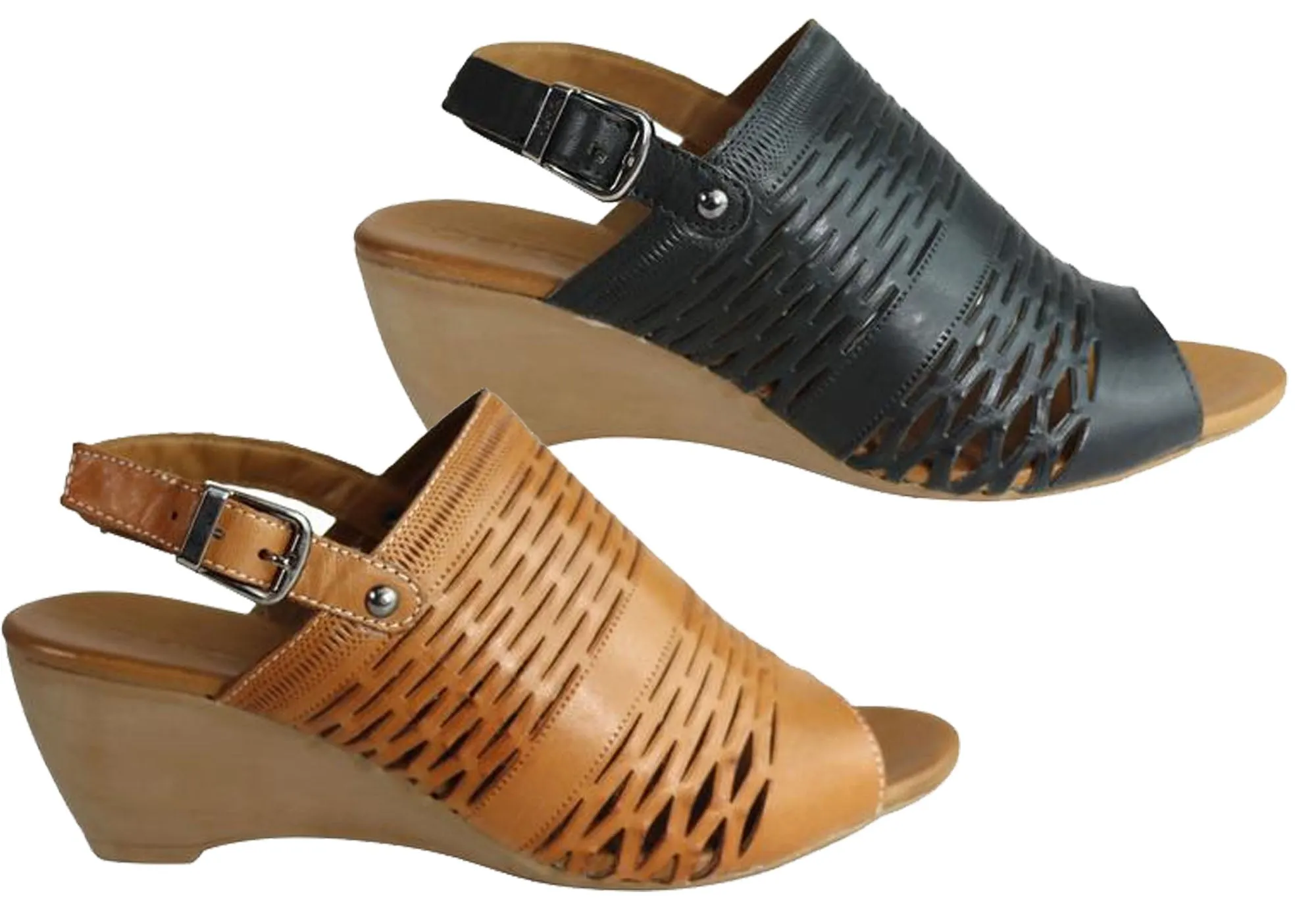 Orizonte Posy Sandales Femme à Talon Larges en Cuir Européen Confortables Chaussures Orizonte