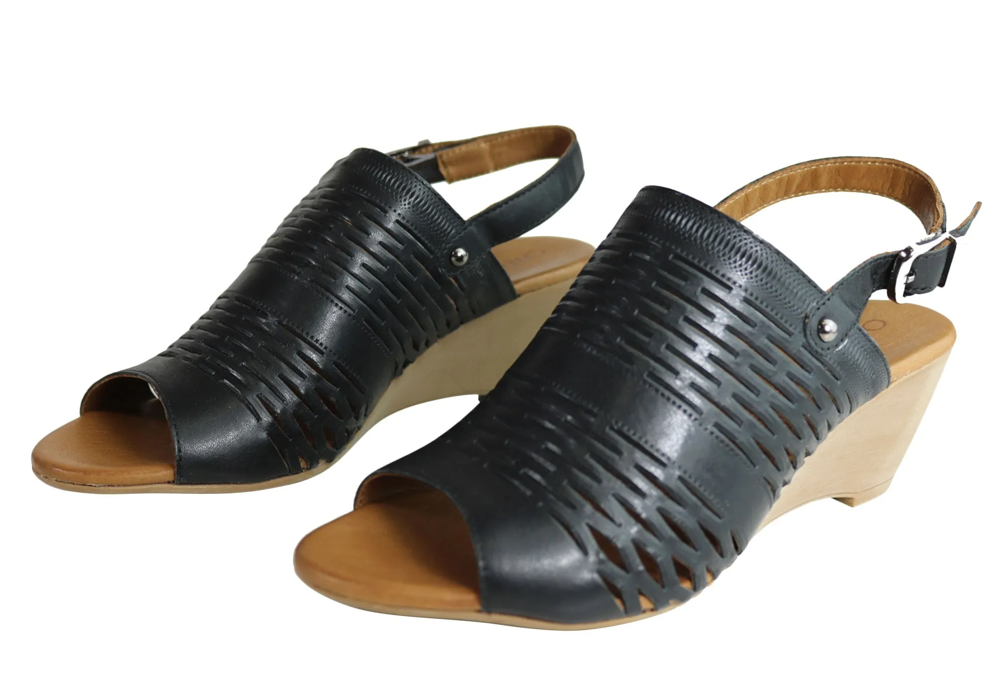 Orizonte Posy Sandales Femme à Talon Larges en Cuir Européen Confortables Chaussures Orizonte
