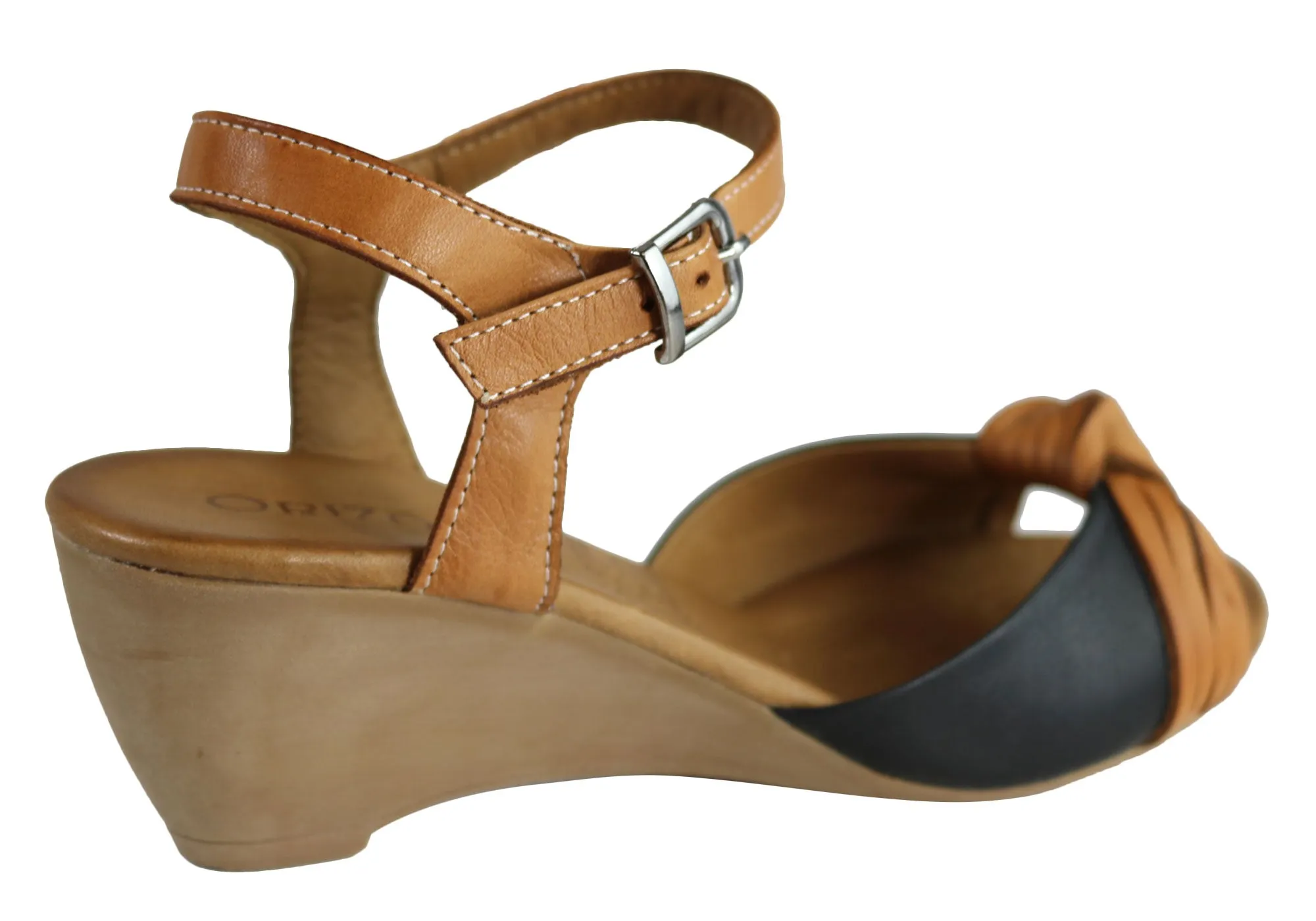 Orizonte Toronto Sandales Femme à Talon Compensé Confortable en Cuir Européen Orizonte Chaussures
