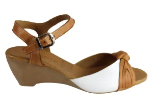 Orizonte Toronto Sandales Femme à Talon Compensé Confortable en Cuir Européen Orizonte Chaussures